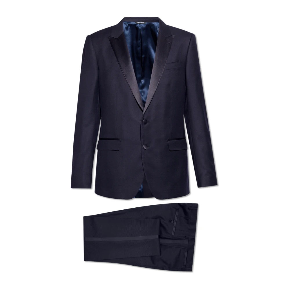 Dolce & Gabbana Mannelijk Blauw Kostuums Heren, Xl, Wol, Wollen Pak