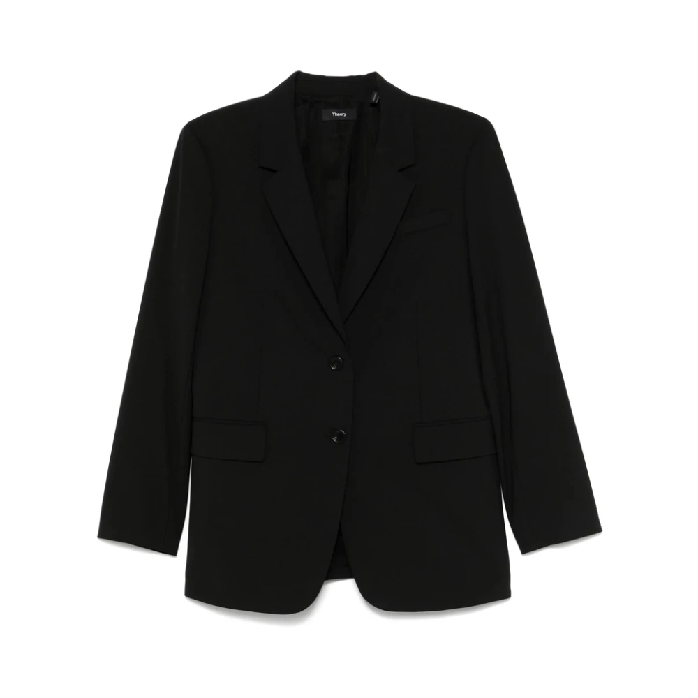 Theory Zwarte Geknoopte Jas met Schoudervullingen Black Dames