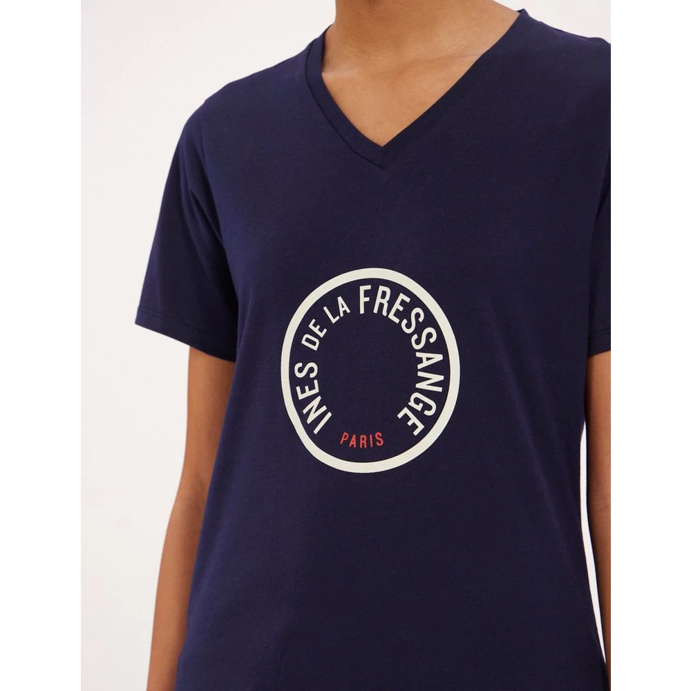 Ines De La Fressange Paris Navy Blue Aurore V-hals T-shirt Blue Dames