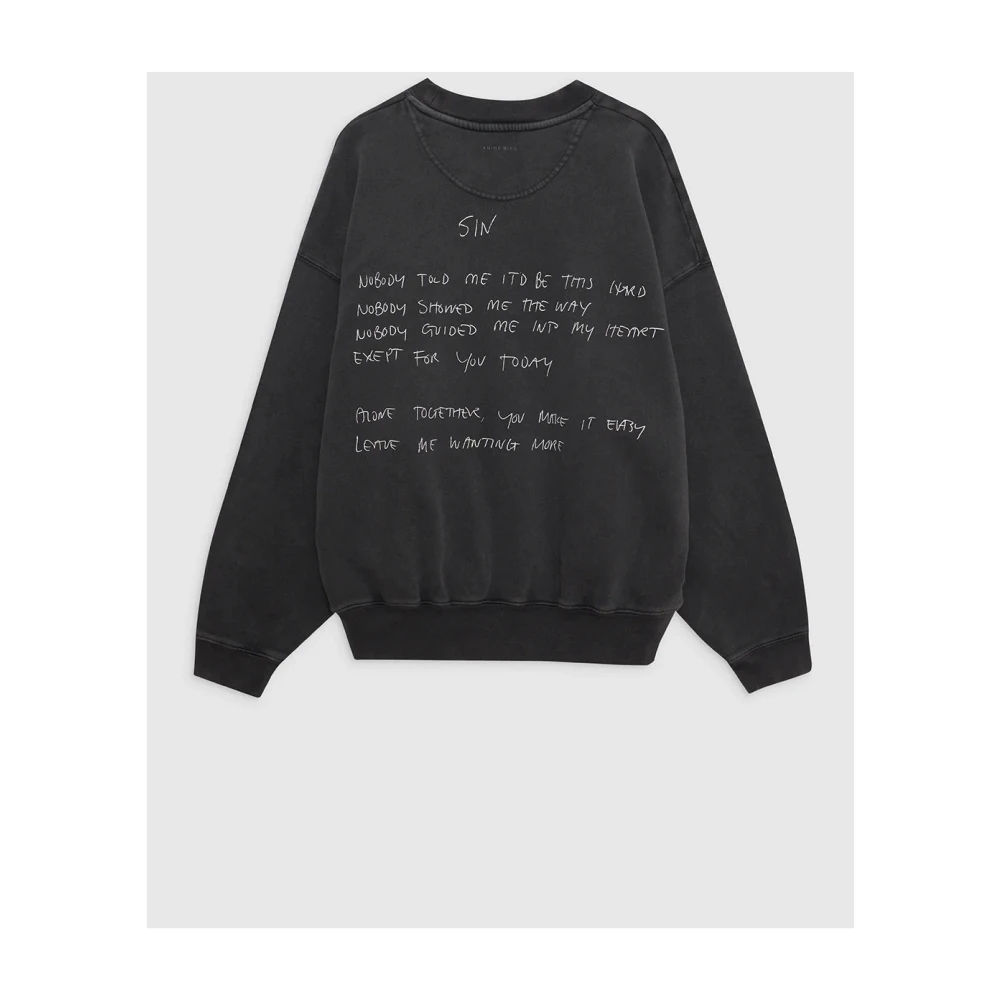 Anine Bing Handgeschreven Liedteksten Sweatshirt Vintage Look Black Dames