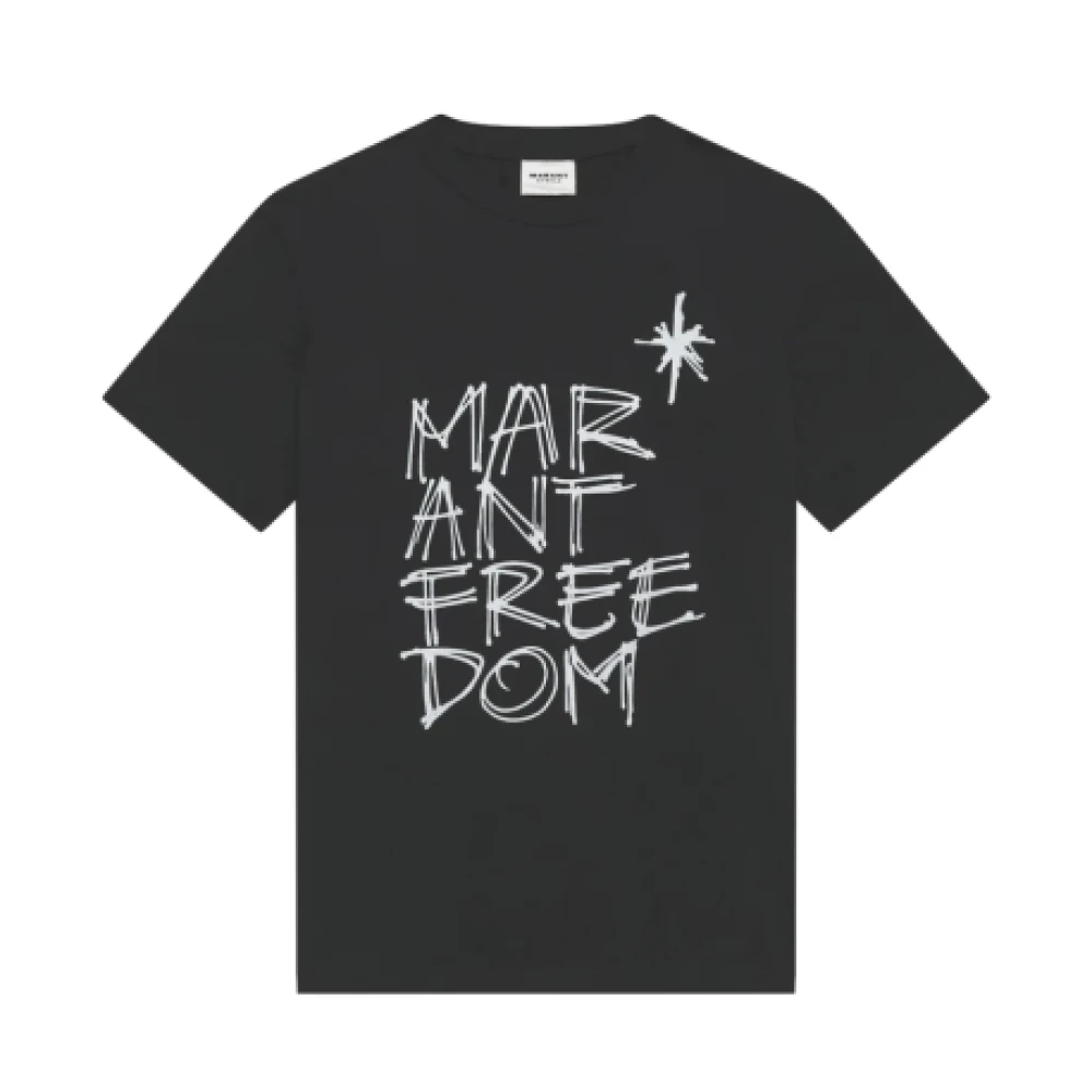 Isabel marant Gedrukt katoenen T-shirt ronde hals Gray Dames