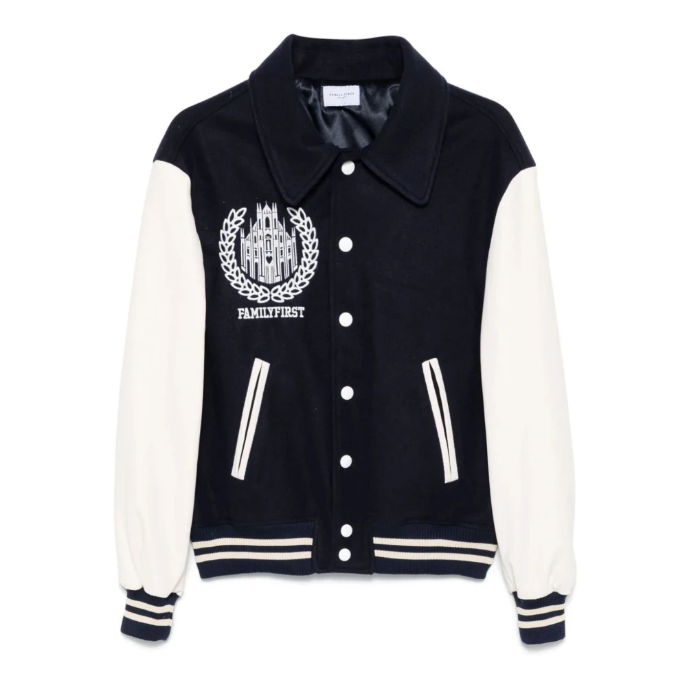 Family First Blauwe Varsity Collegejas met Color-Block Design Blue Heren