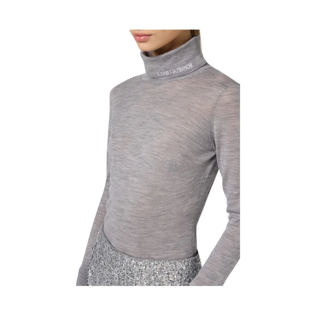 Elisabetta Franchi Stijlvolle Gebreide Top Gray Dames