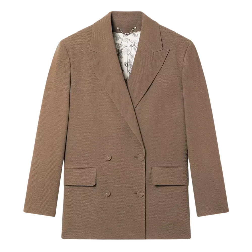 Golden Goose Women's Brown/Golden Double-Breasted Wool Blazer