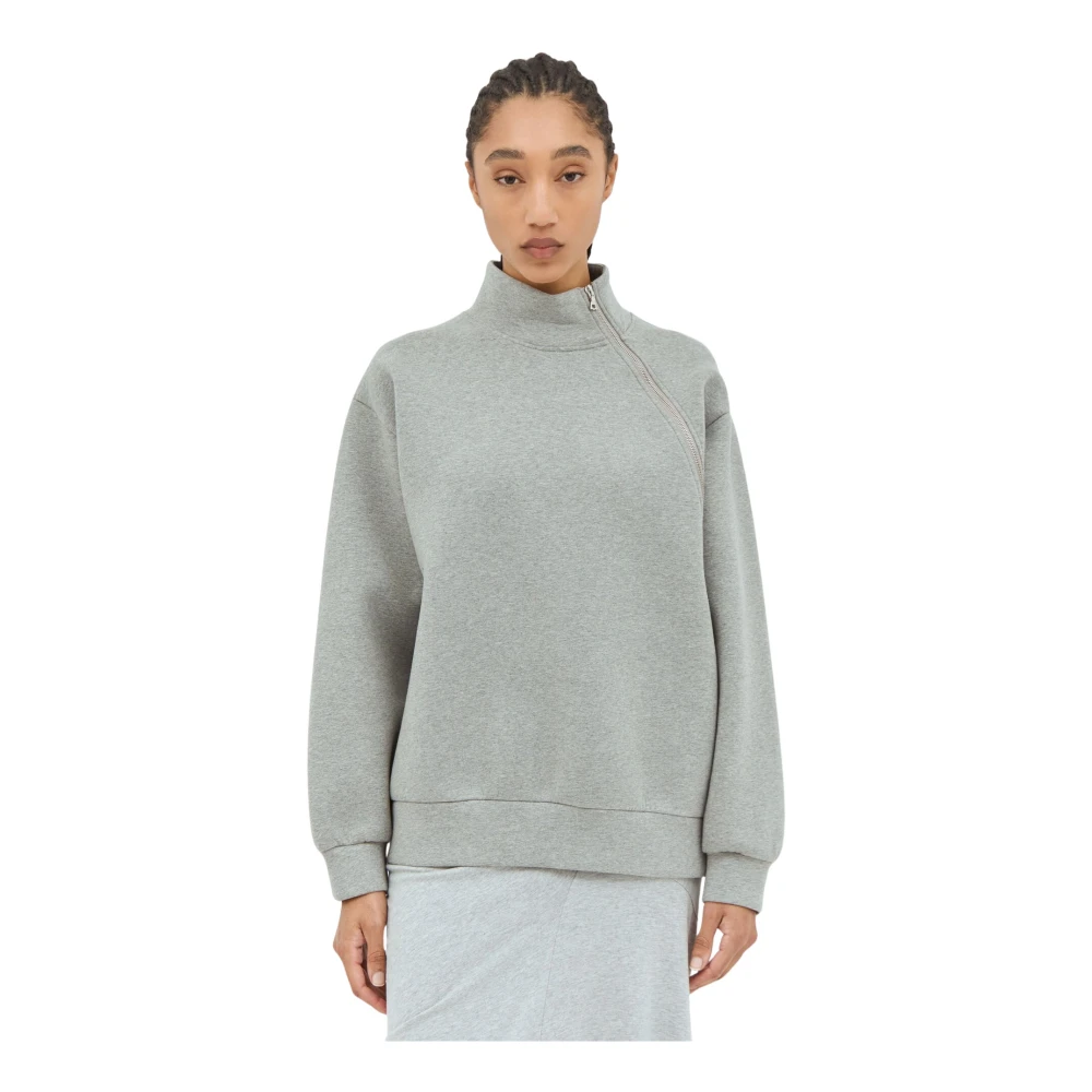 Dries Van Noten Katoenmix Side Zip Sweatshirt Gray Dames