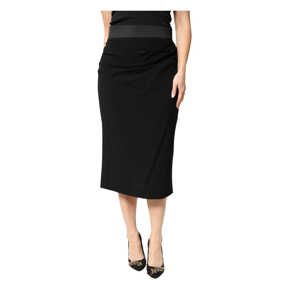 Dolce & Gabbana Women's Black High Waist Pencil Cut Midi Skirt - Midi Skirts - Xl - Skirts