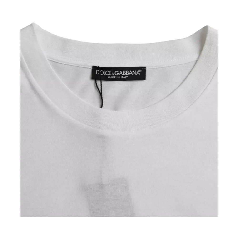 Dolce & Gabbana Wit Katoenen T-shirt met Ronde Hals en Korte Mouwen White Heren