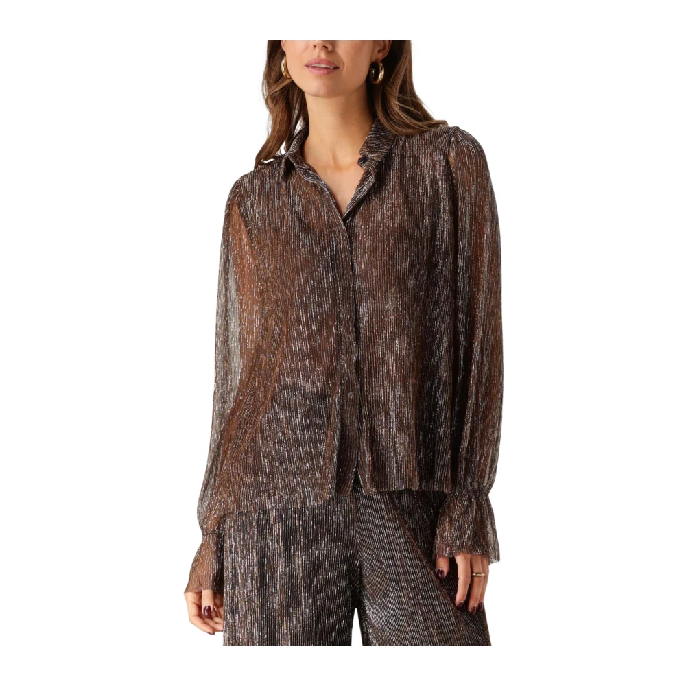 Notre-v Bronzen Glitter Blouse Brown Dames
