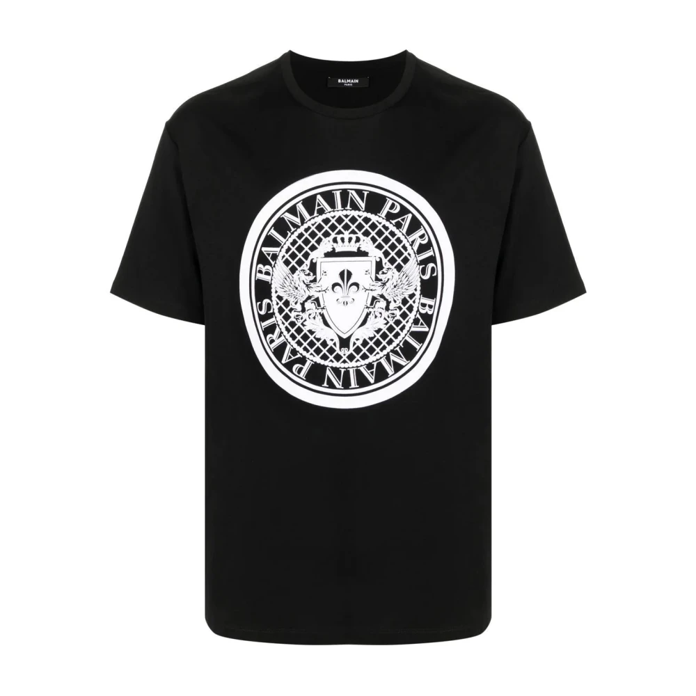 Balmain Katoenen Logo Print T-Shirt Black Heren