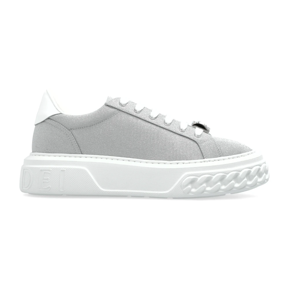 Casadei Sneakers med skimrande glitter Gray, Dam