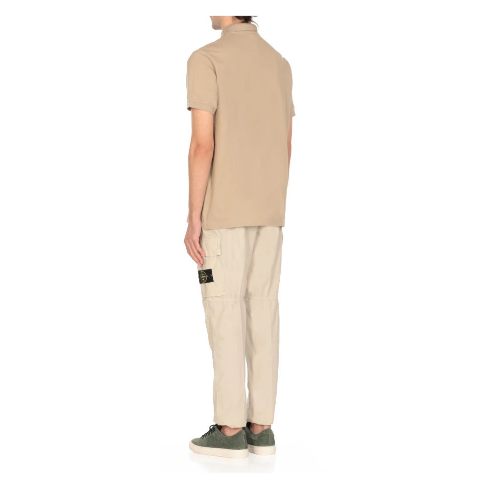 Stone Island Beige Polo Shirt met Logo Patch Beige Heren