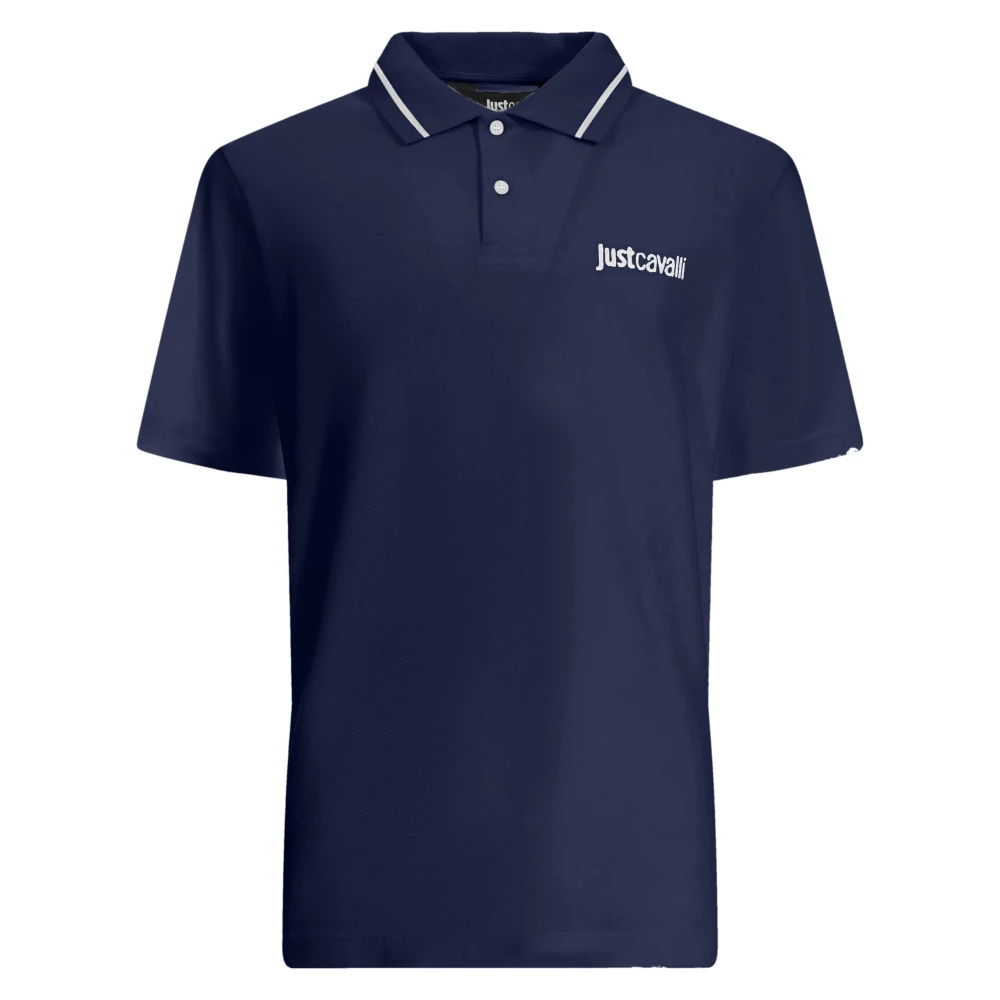 Just Cavalli Blue Polo Shirts, Male, 2XL, Polo Shirt