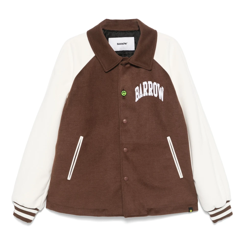 Barrow Beige Contrast Mouw Varsity Jas Brown Heren