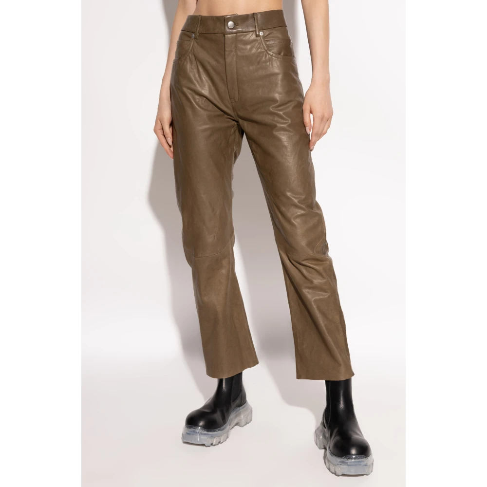 Rick Owens Detroit leren broek Brown Dames