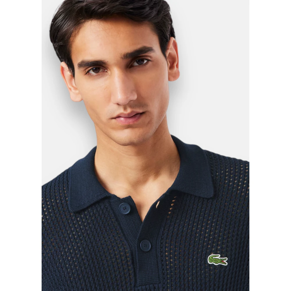 Lacoste Katoenen Polotrui met Korte Mouwen Blue Heren