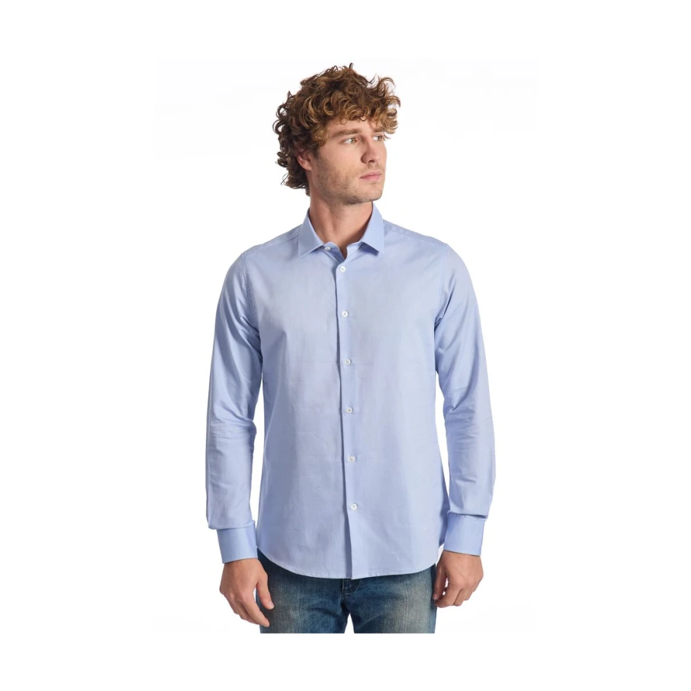 Baldinini Blauw Katoenen Overhemd Slim Fit Met Knopen Blue Heren