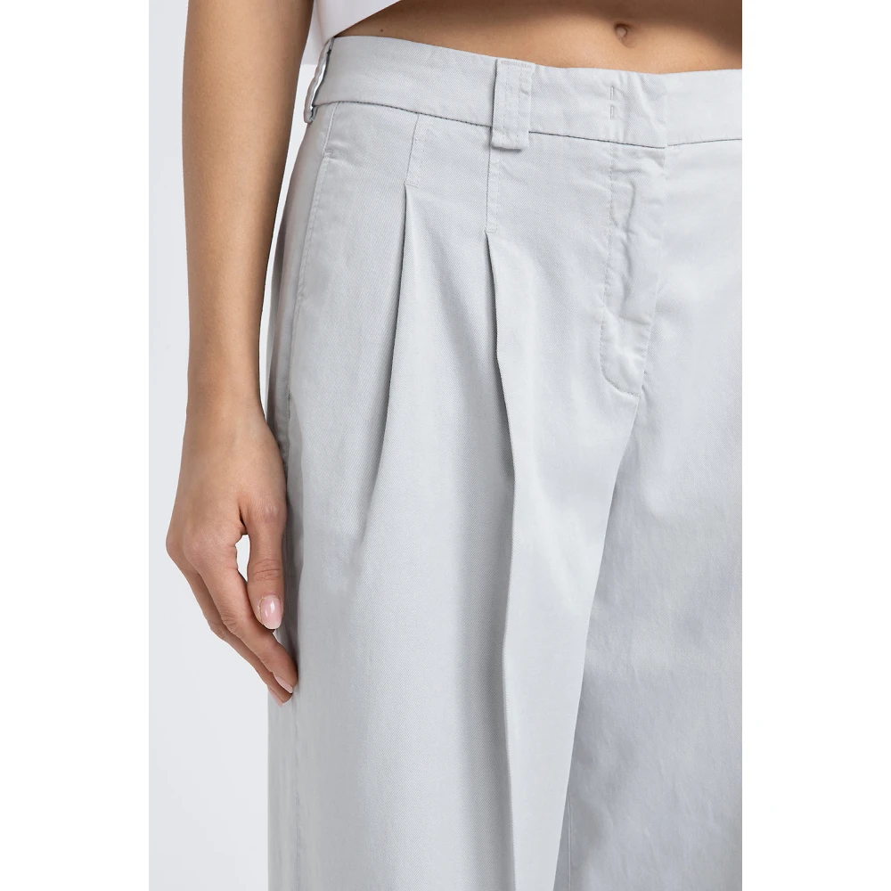 PESERICO Geplooide broek in katoen zijde gabardine en tencel Gray Dames