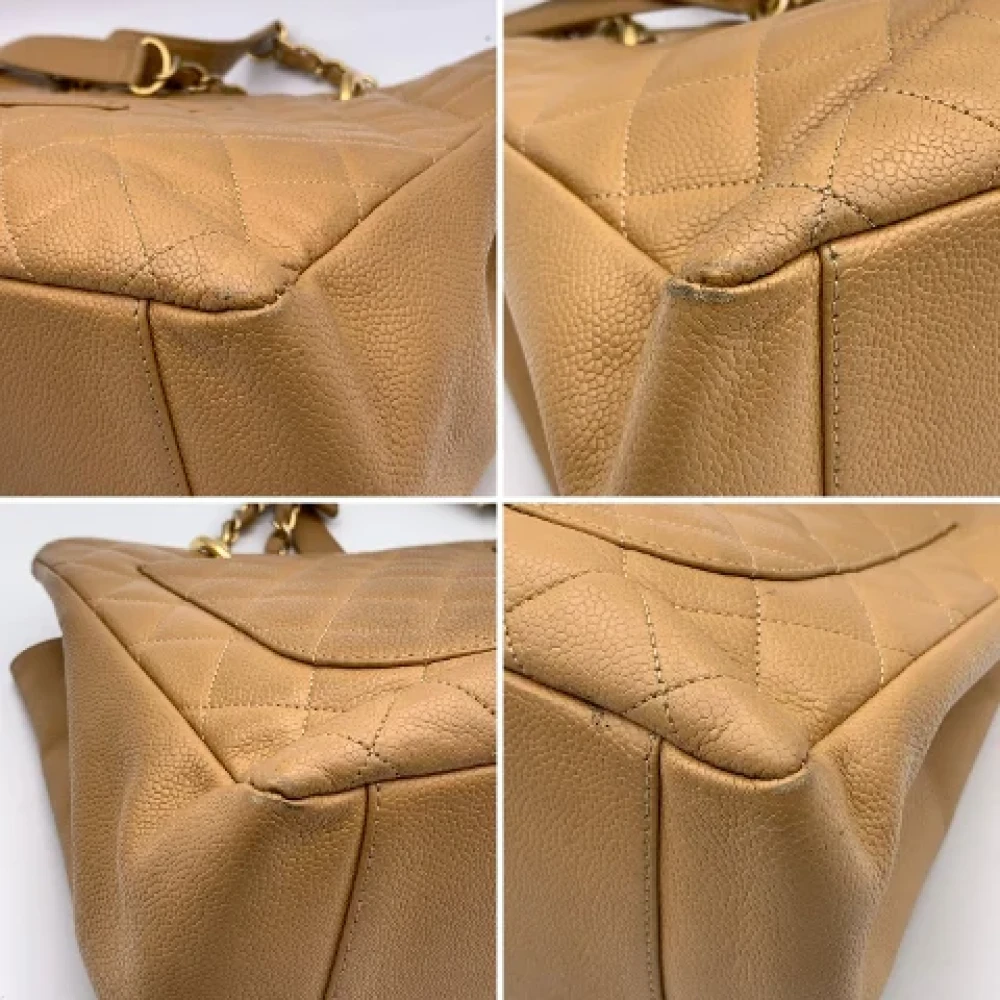 Chanel Vintage Pre-owned Leather totes Beige Dames