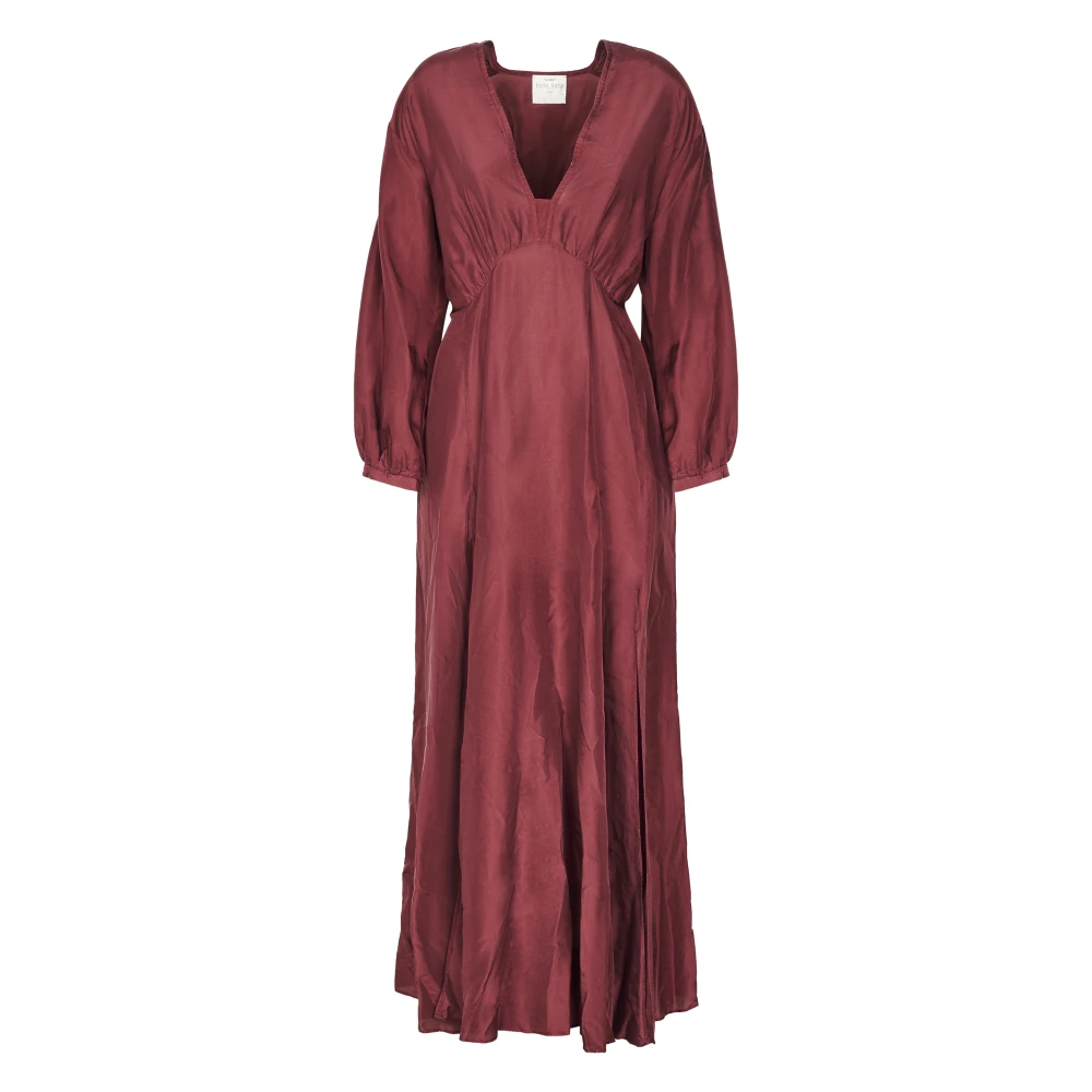 Forte Forte Women's Red Maxi Dresses, M, Habotai Silk Long Sleeves Dress