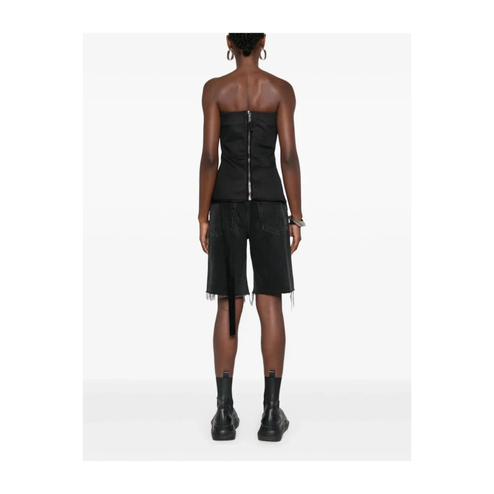 Rick Owens Strapless Denim Bustier Top Black Dames
