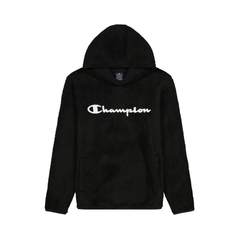 Champion Zwarte Fleece Hoodie met Groot Logo Black Heren