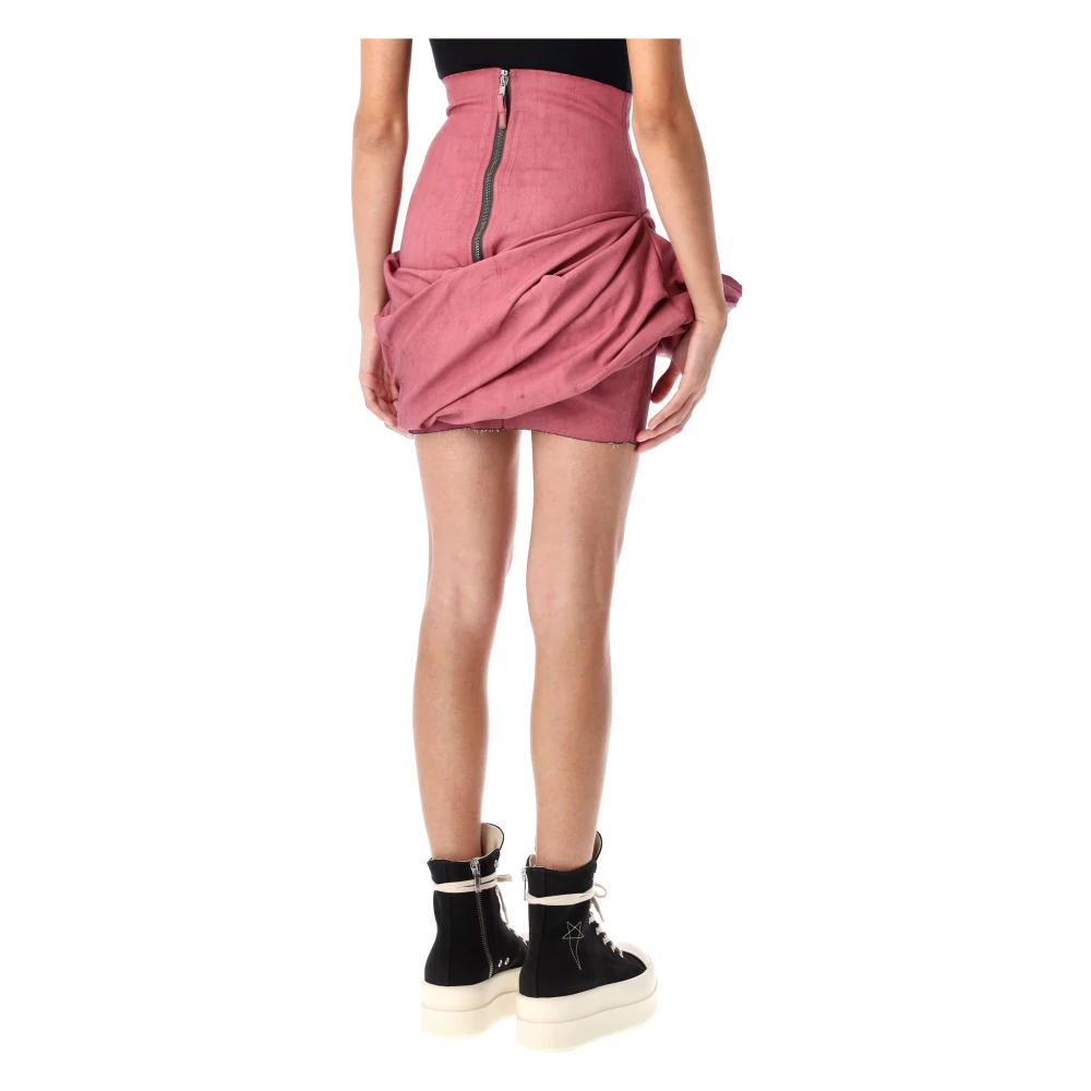 Rick Owens High Waist Draped Mini Rok Pink Dames