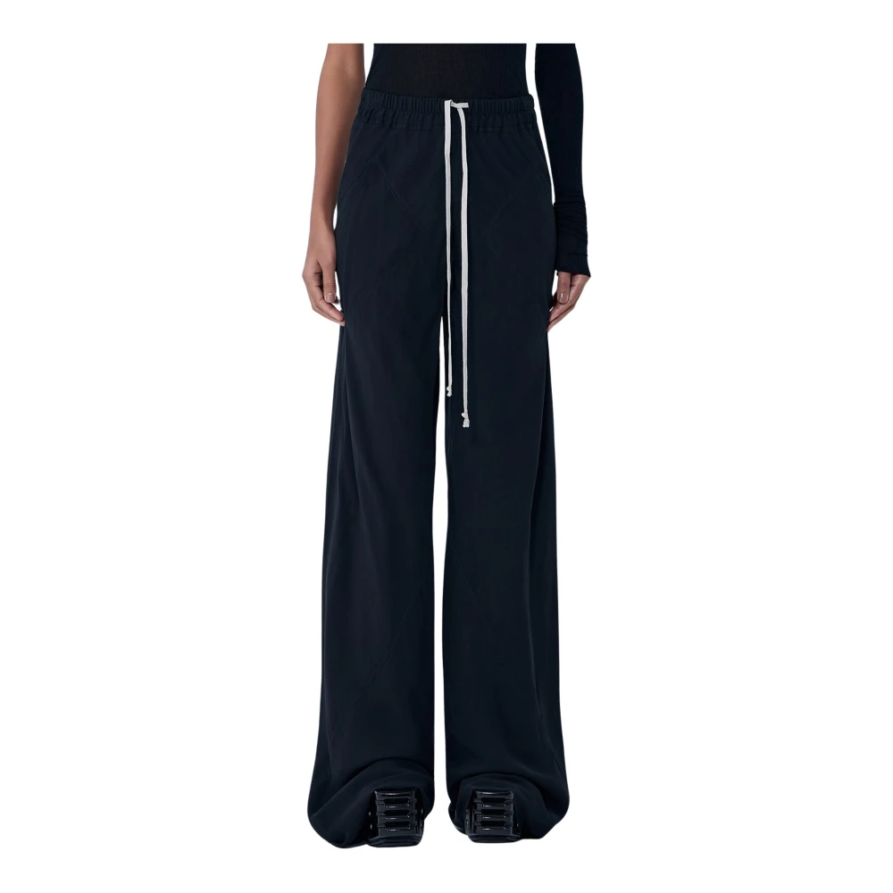 Rick Owens Women's Black Drawstring Bias Trousers - Wide Trousers - L - Trousers