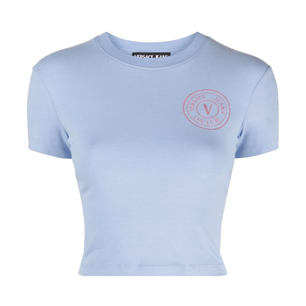 Versace Jeans Couture Lila Glitter Logo T-shirt Blue, Dam