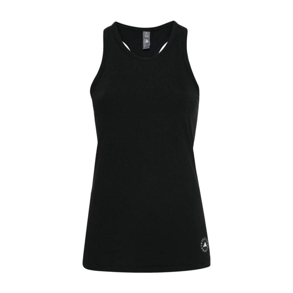 Adidas by stella mccartney Zwart Geribd Racerback Top met Logoprint Black Dames