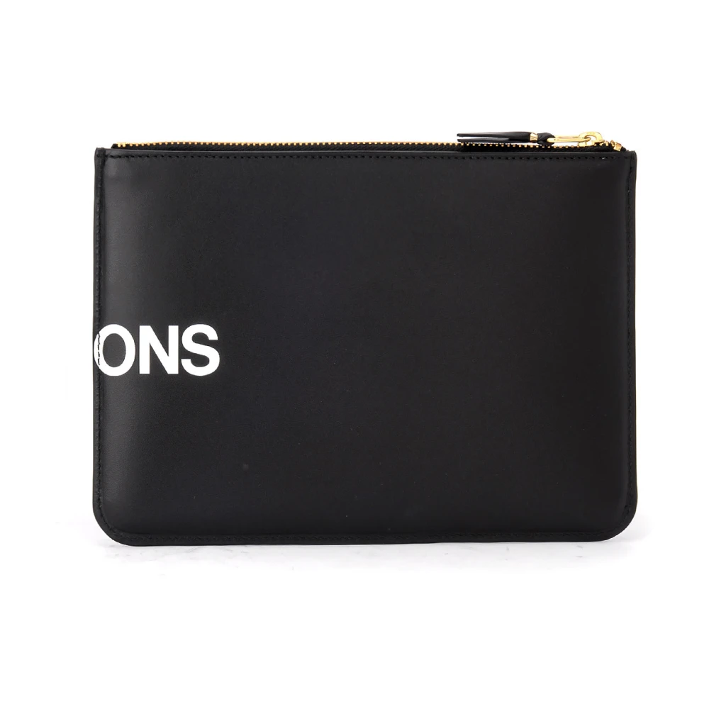Comme des Garçons Zwarte Leren Portemonnee met Groot Logo Black Unisex