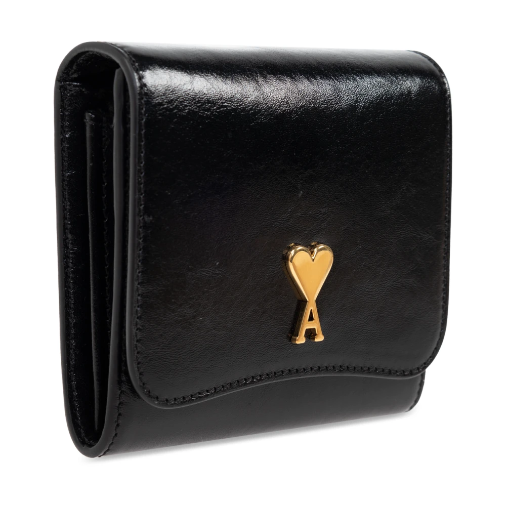 Ami Paris Leren portemonnee Black Unisex