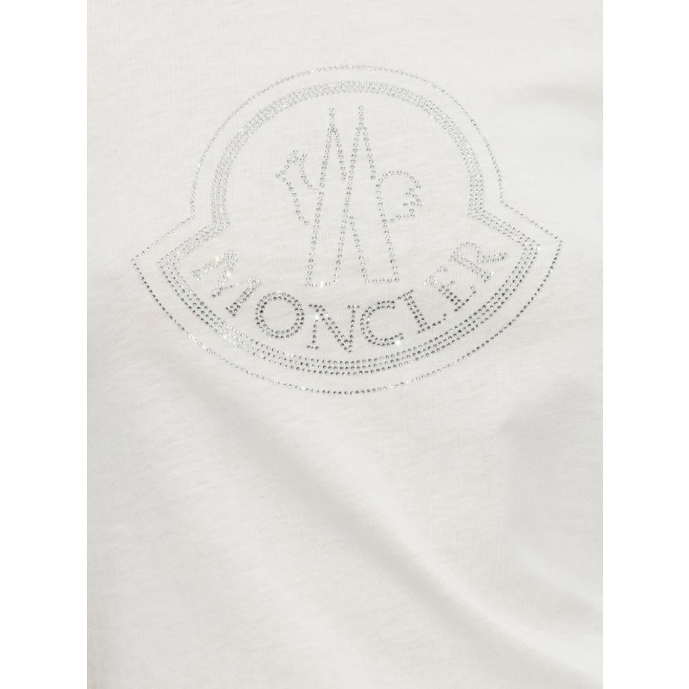 Moncler Witte Logo Print T-shirts en Polos White Dames