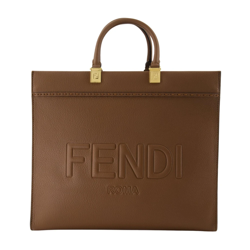 Fendi Tote van generfd leer met afneembare band Brown Dames