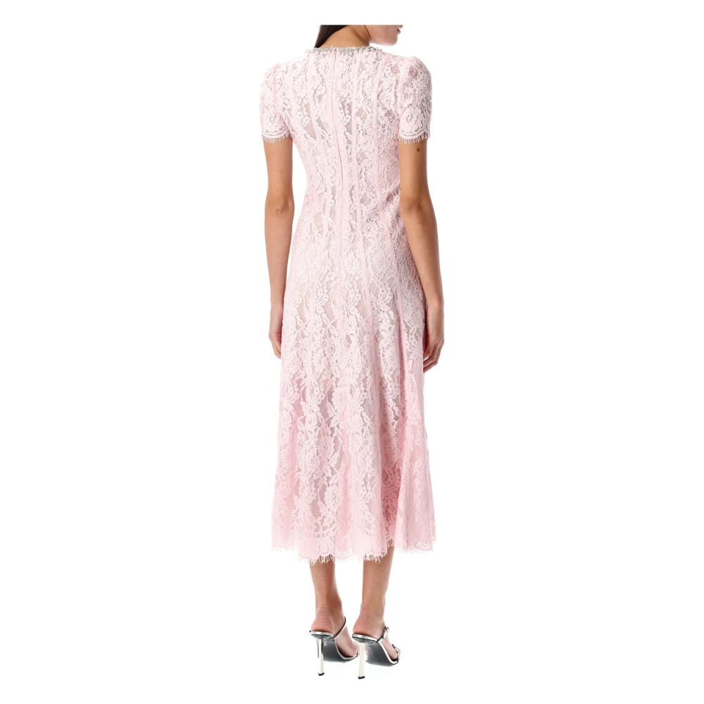 Self Portrait Roze Kantversierde Midi Jurk Pink Dames
