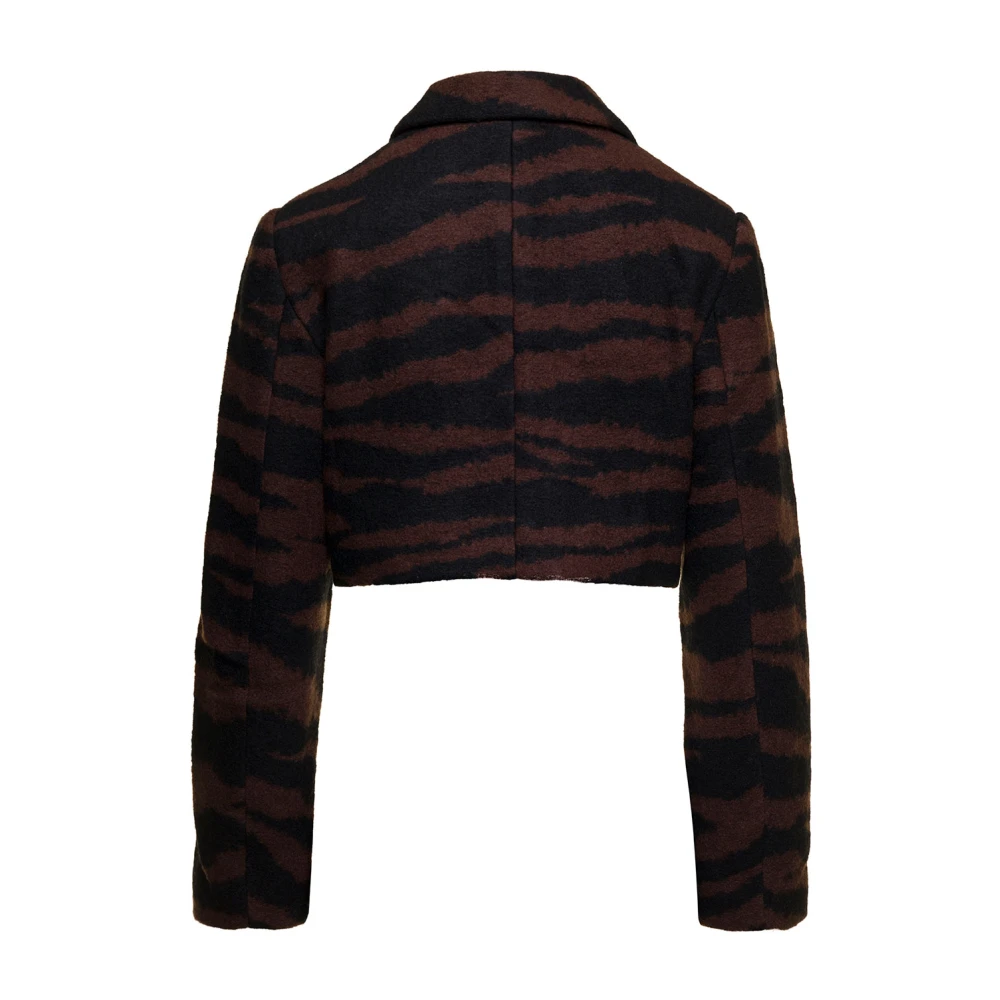 Ganni Zebra Print Wollen Jas Brown Dames