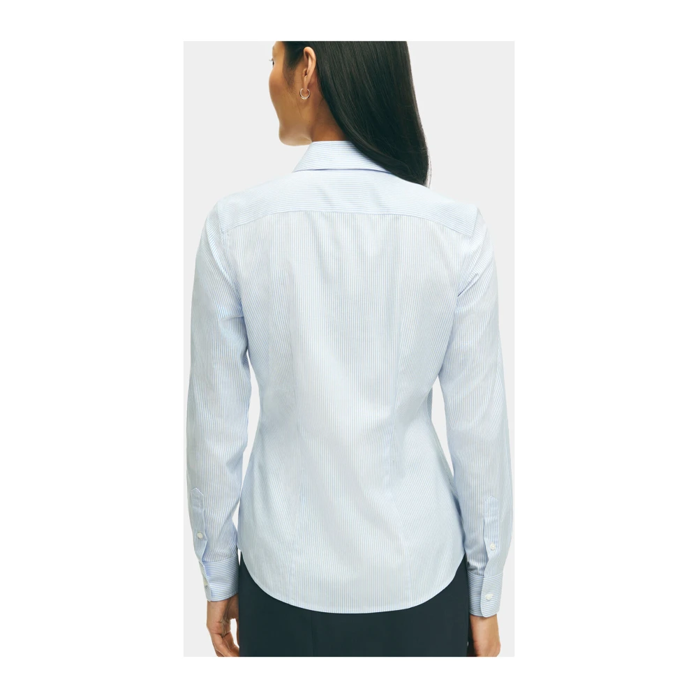 Brooks Brothers Aansluitend Supima Stretch Katoenen Overhemd Blue Dames