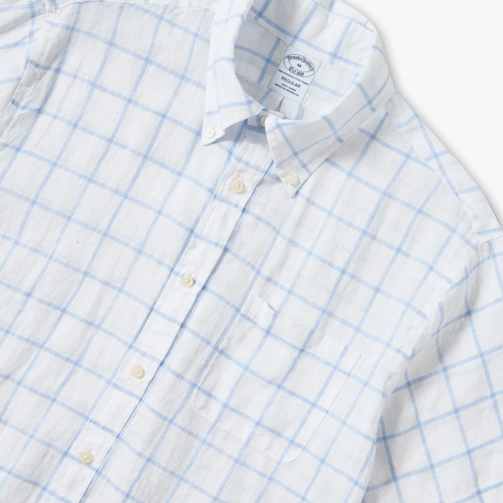 Brooks Brothers Wit Overhemd van Wit Linnen met Knoop-Down Kraag White Heren