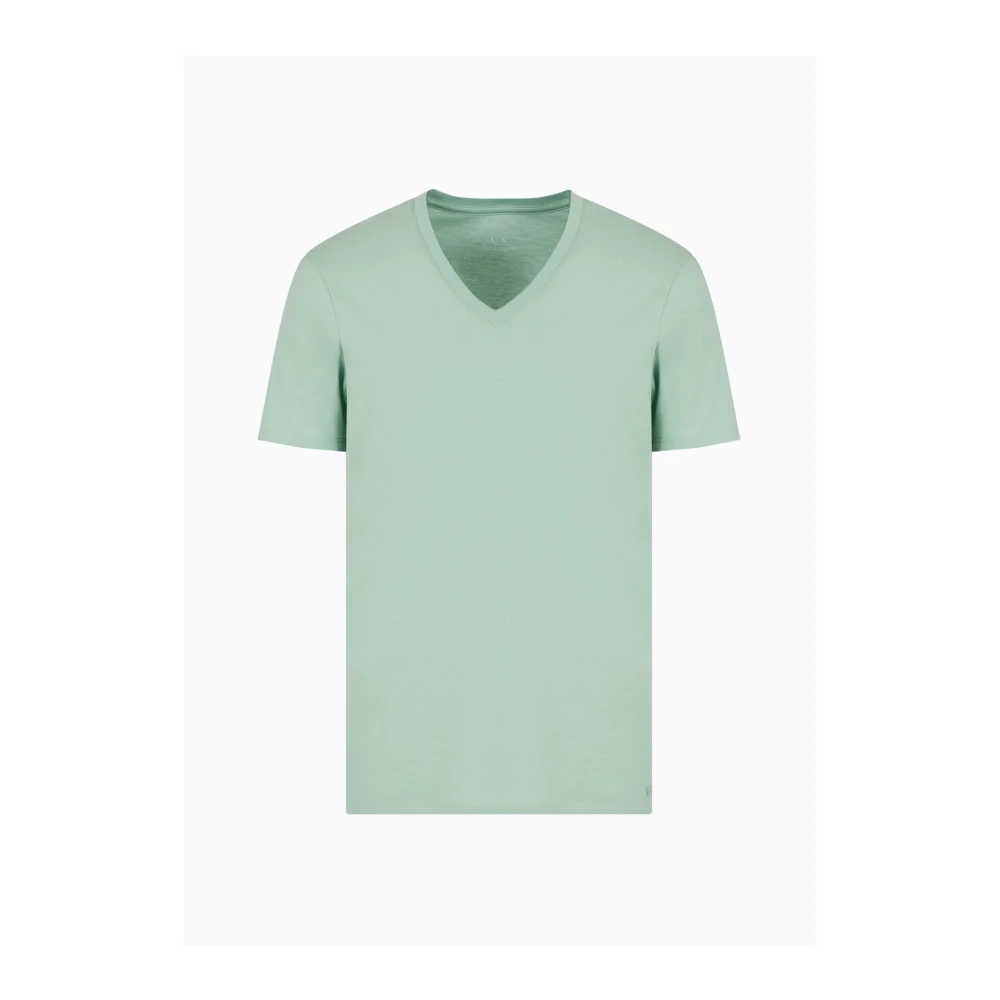 Armani Exchange Pima Bomull V-ringad T-shirt Grön Green, Herr