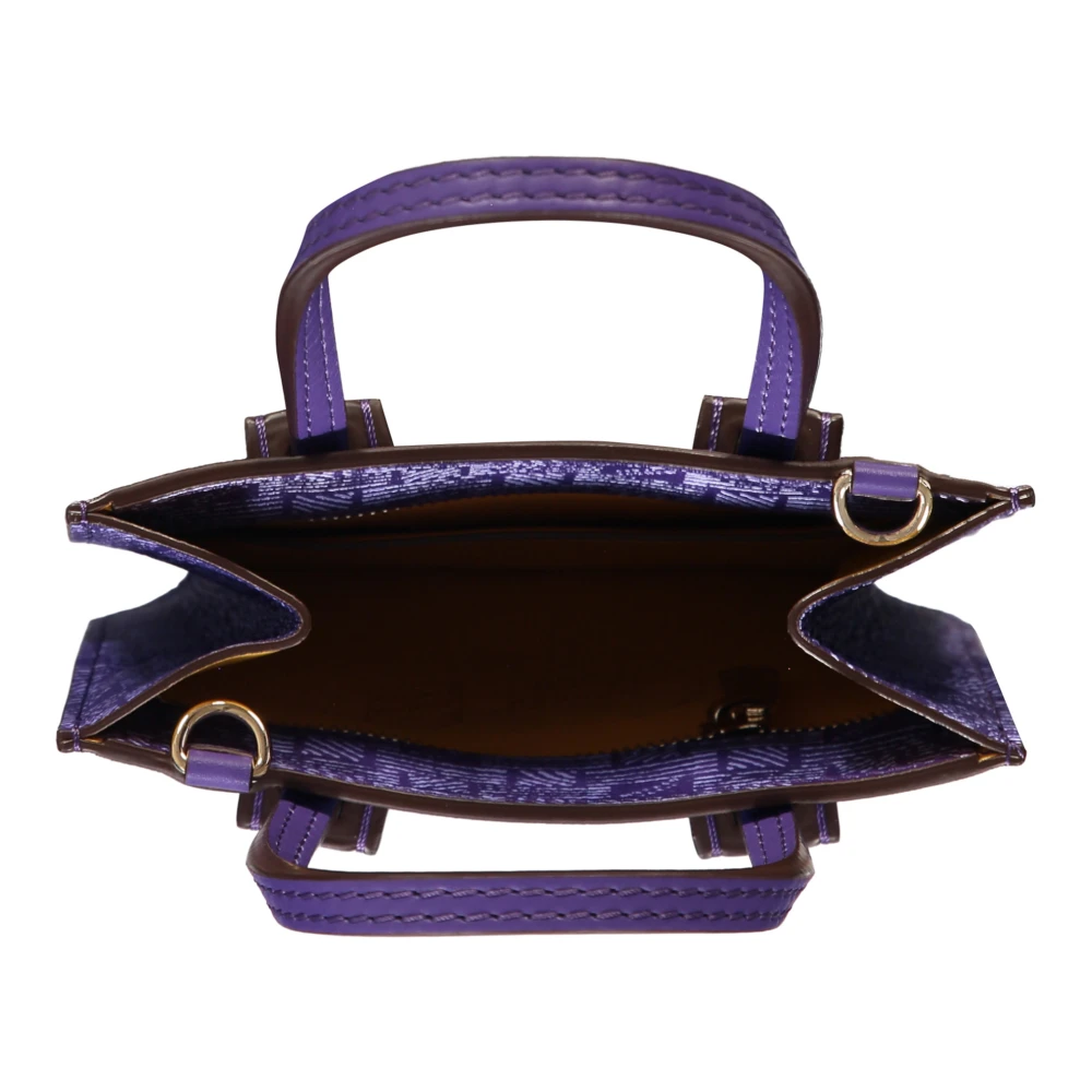 Moreau Paris Korrelig leren schoudertas met logo Purple Dames