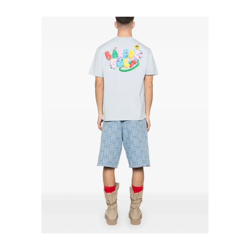 Barrow Heldere Blauwe Crew Neck T-shirt 3D Print Blue Heren