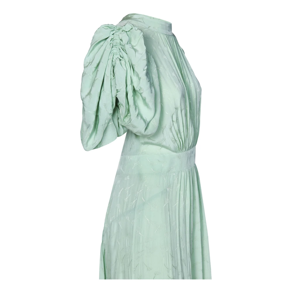 Rotate Birger Christensen Groene Bloemen Jacquard Midi Jurk Green Dames