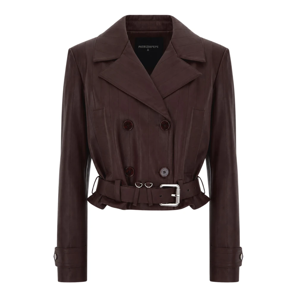 Patrizia Pepe Donna Marrone - Giacca Doppiopetto Con Cintura - Jackets - M
