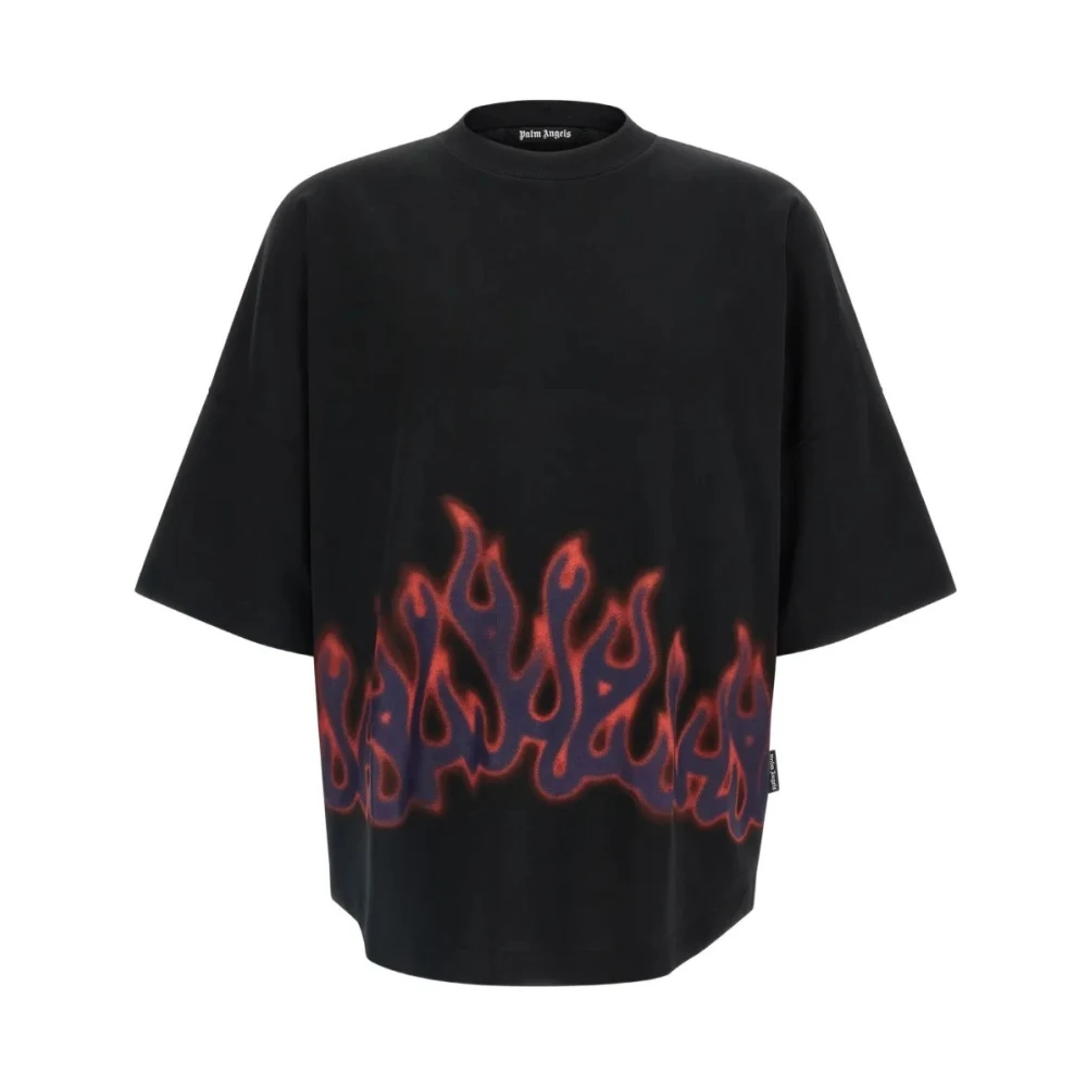 Palm Angels Men's Black Flames Over T-Shirt