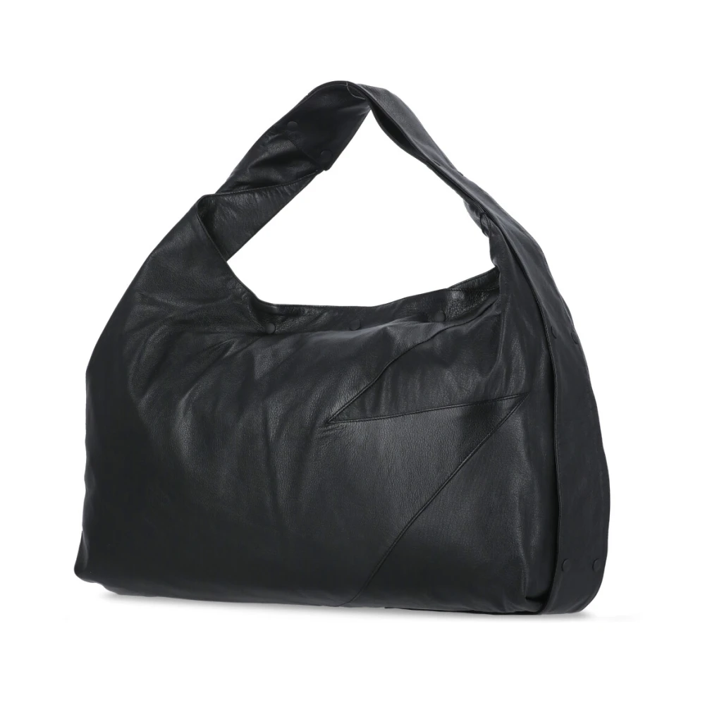 Yohji Yamamoto Zwarte leren schoudertas voor vrouwen Black Dames