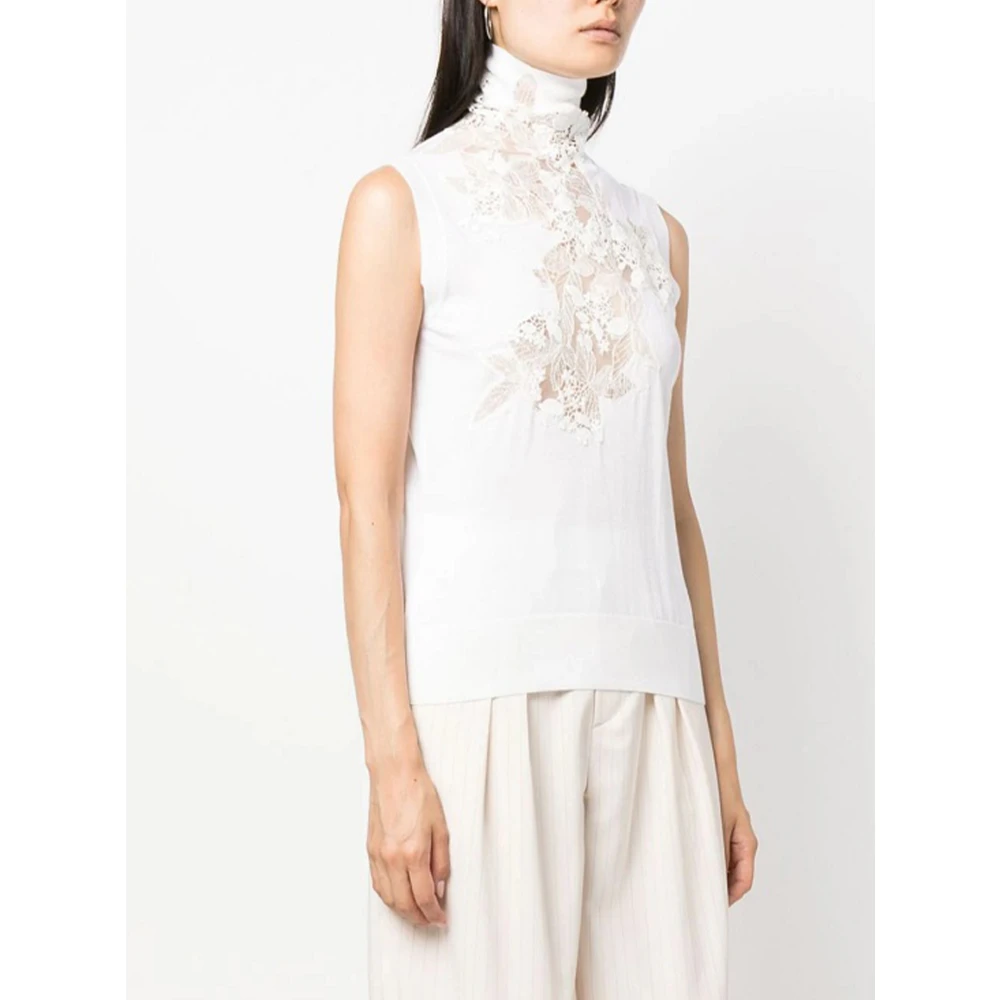 Ermanno Scervino Witte Mouwloze Wollen Tanktop White Dames