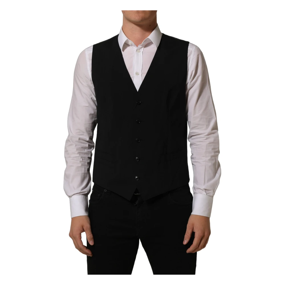 Dolce & Gabbana Black Vest - Male - Waistcoats - L - Suits