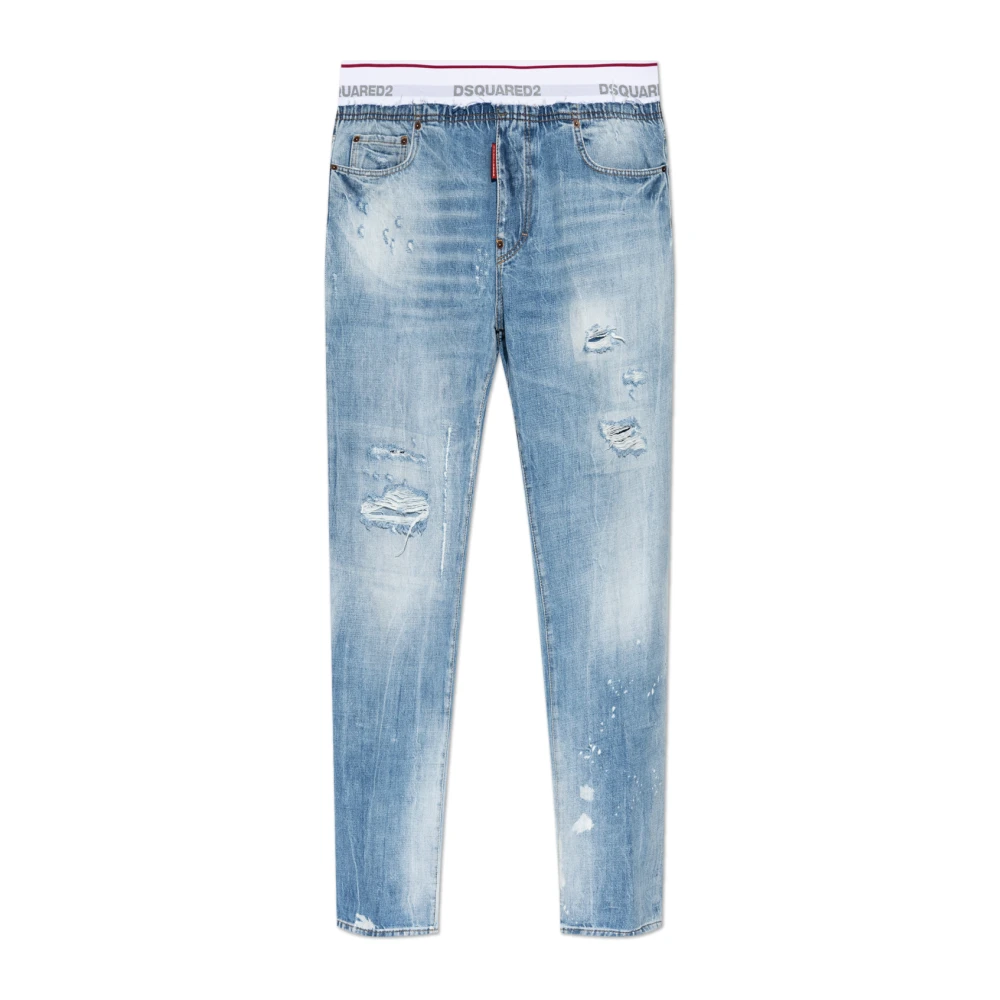 Dsquared2 , Loose Fit Jeans, Male, Blue, Xl, Vintage-Effect Jeans