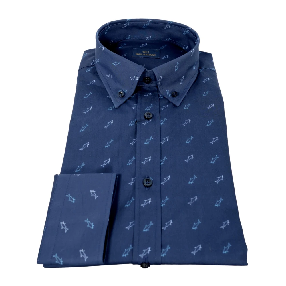 Paul & Shark Blue Formal Shirts, Male, 2XL, Cotton Poplin Shirt