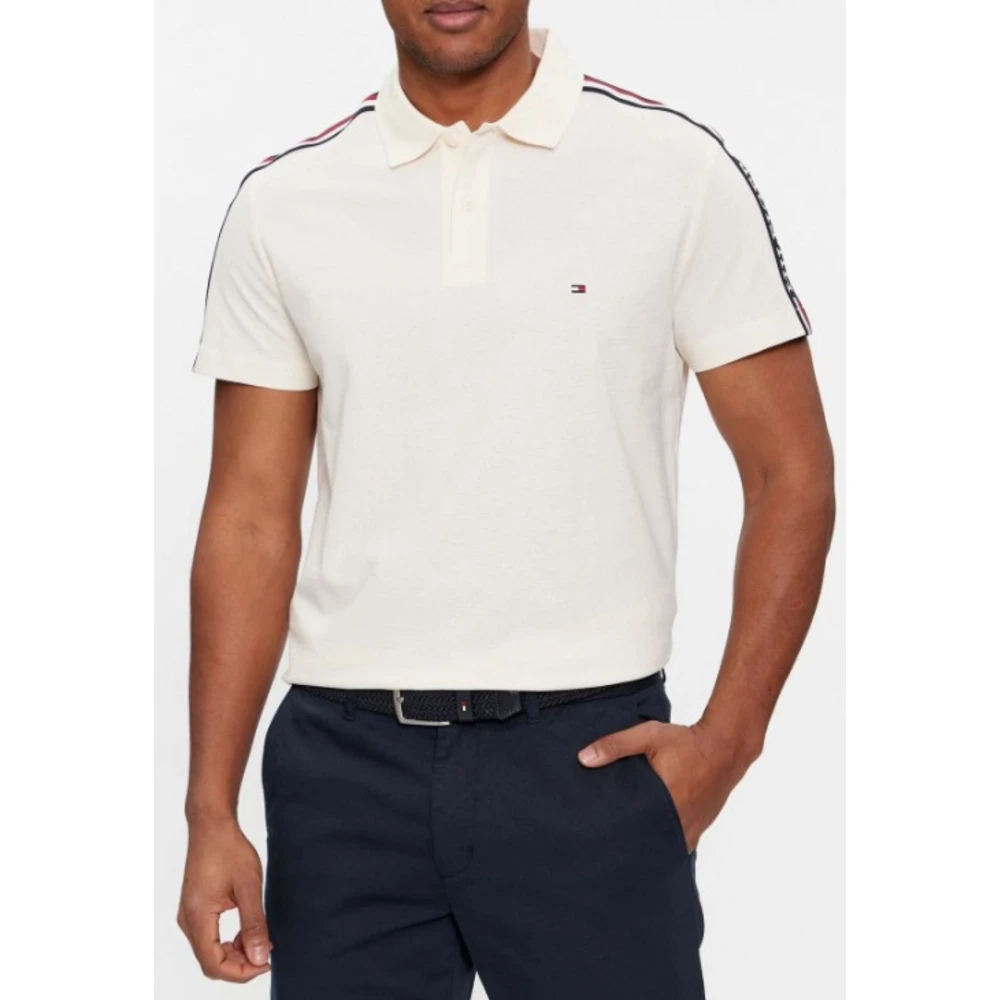 Tommy Hilfiger Global Stripe Monotype Polo Shirt Beige Heren