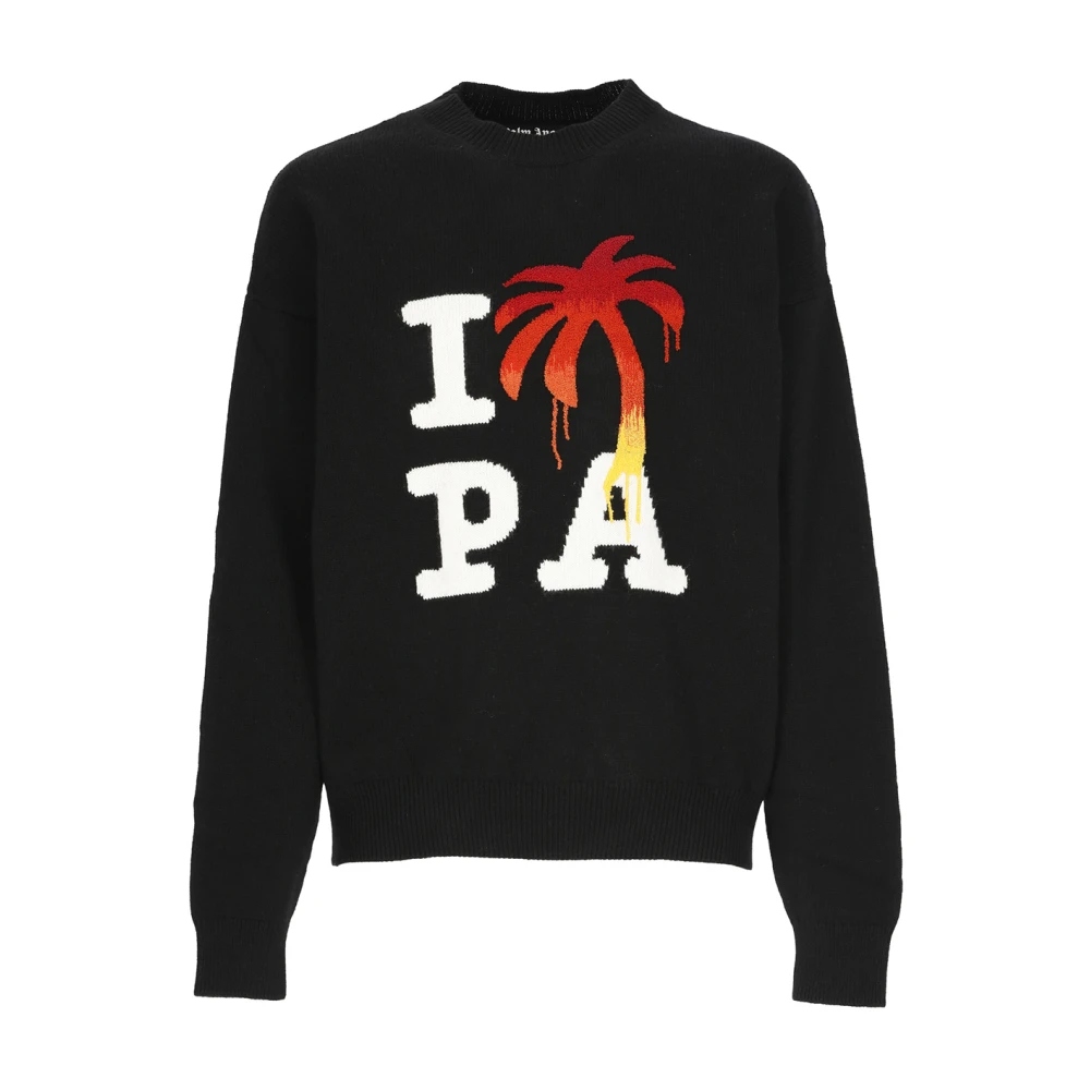 Palm Angels Men's Black Wool And Cashmere Jumper - Round-Neck Knitwear - L - Knitwear